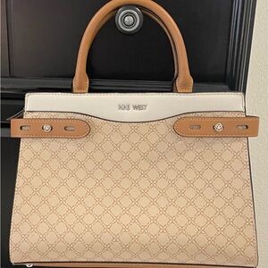 Nine West Beige and White Satchel